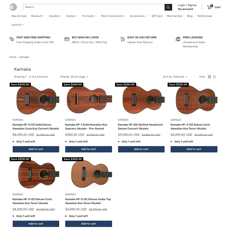 Kamaka Collection Terry Carter Music Store